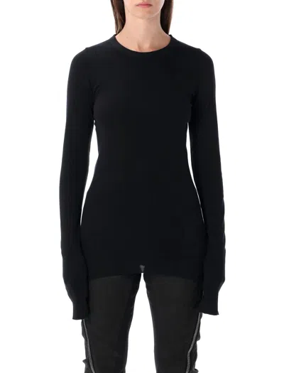 Rick Owens Drkshdw Black Ribbed Ls T In Black
