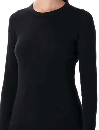 Rick Owens Drkshdw Black Ribbed Ls T In Black