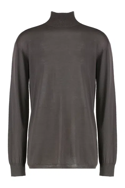Rick Owens Sweater With Turtleneck In Cotton In Gray