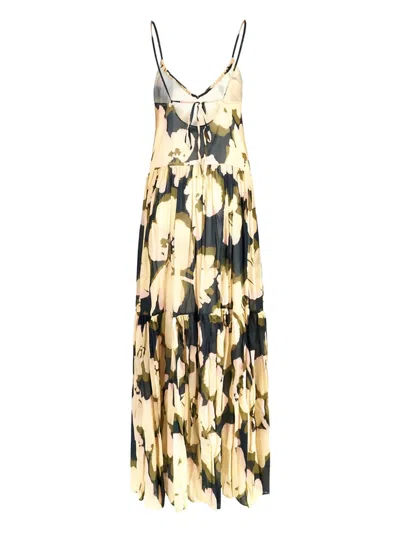 Roberto Collina Blue Cotton Silk Dresses In Multi