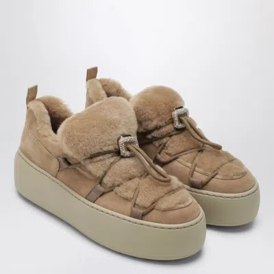 Roger Vivier Brown Viv Up Suede Sneaker In Brown