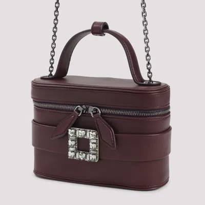 Roger Vivier Leather Vanity Bag Bordeaux With Rhinestone Buckle In Burgundy