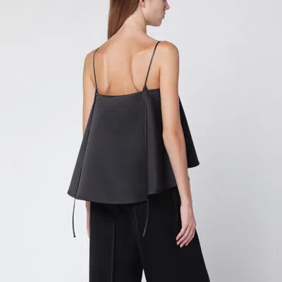 Rohe Peplum Satin Top In Black