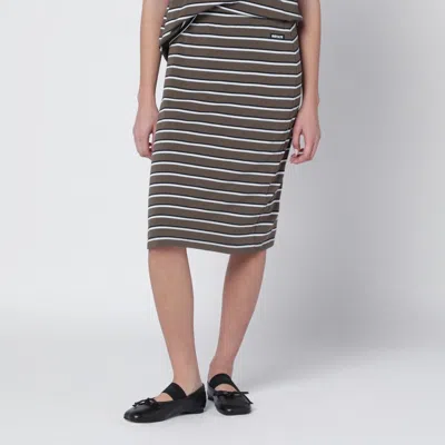 Rotate Birger Christensen Rotate Birgerchristensen Brown Striped Cottonjersey Pencil Skirt In Brown
