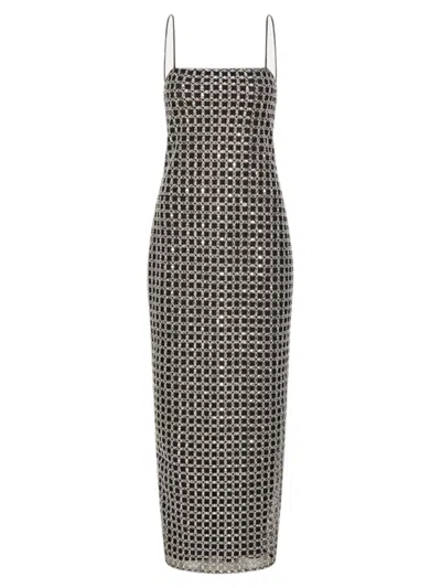Rotate Birger Christensen Rotate Birgerchristensen Beaded Maxi Slip Dress In Silver