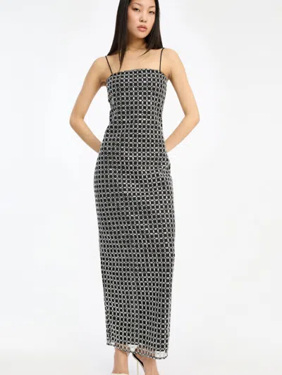 Rotate Birger Christensen Rotate Birgerchristensen Beaded Maxi Slip Dress In Silver