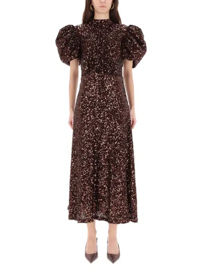 Rotate Birger Christensen Rotate Birgerchristensen Brown Recycled Polyester Dress In Brown