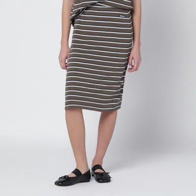 Rotate Birger Christensen Rotate Birgerchristensen Brown Striped Cottonjersey Pencil Skirt In Multi