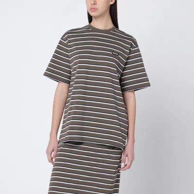 Rotate Birger Christensen Rotate Birgerchristensen Brown Striped Oversized Tshirt In Multi