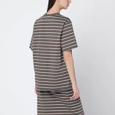 Rotate Birger Christensen Rotate Birgerchristensen Brown Striped Oversized Tshirt In Multi