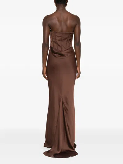 Rotate Birger Christensen Rotate Birgerchristensen Corset Maxi Dress In Brown
