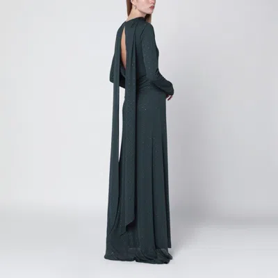 Rotate Birger Christensen Rotate Birgerchristensen Long Green Dress With Rhinestones In Blue