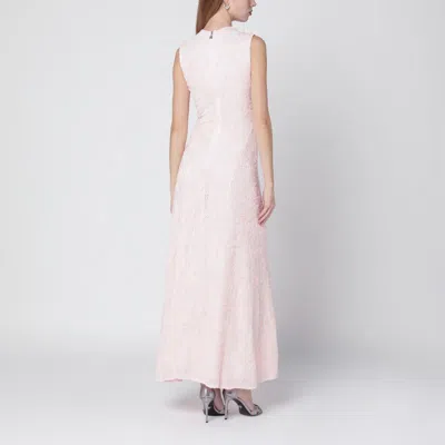 Rotate Birger Christensen Rotate Birgerchristensen Long Pink Mesh Dress In Pink
