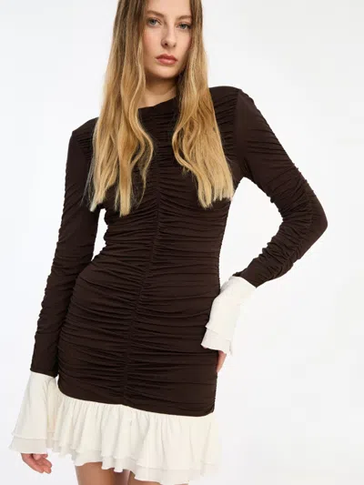 Rotate Birger Christensen Rotate Birgerchristensen Long-sleeved Ruffled Mini Dress In Multi