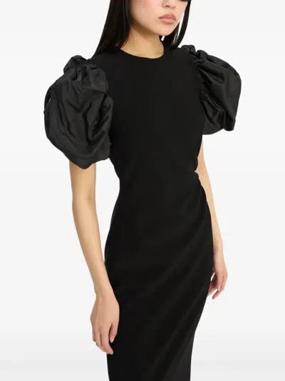Rotate Birger Christensen Rotate Birgerchristensen Midi Puff Dress In Black