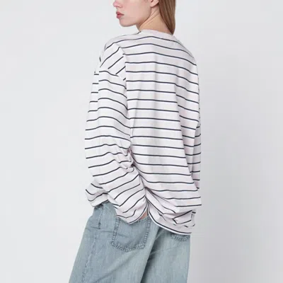 Rotate Birger Christensen Rotate Birgerchristensen Pink Striped Oversized Longsleeve Tshirt In White