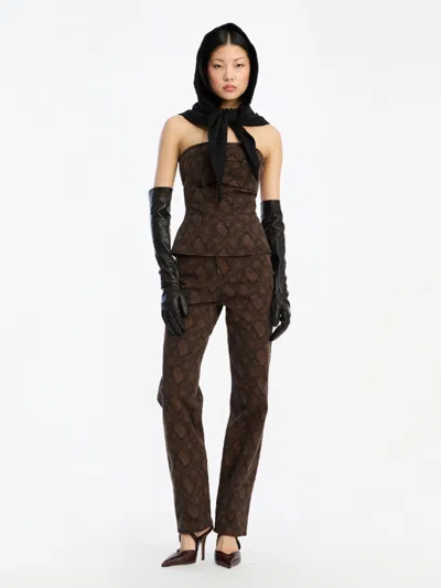 Rotate Birger Christensen Rotate Birgerchristensen Printed Jeans In Brown