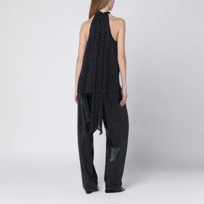 Rotate Birger Christensen Rotate Birgerchristensen Polkadot Blouse With Integrated Scarf In Black