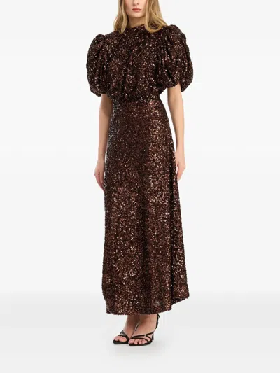 Rotate Birger Christensen Rotate Birgerchristensen Brown Recycled Polyester Dress