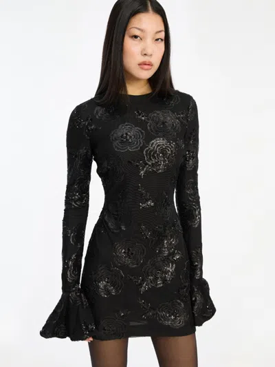 Rotate Birger Christensen Rotate Birgerchristensen Sequins Ls Mini Dress In Black