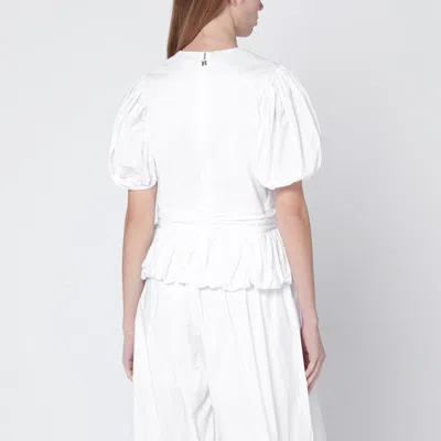 Rotate Birger Christensen Rotate Birgerchristensen White Alix Top With Puff Sleeves In White