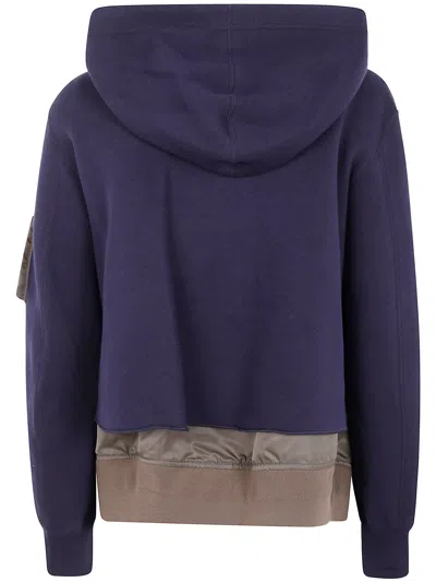 Sacai Twill Hoodie In Purple