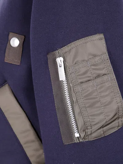 Sacai Twill Hoodie In Purple