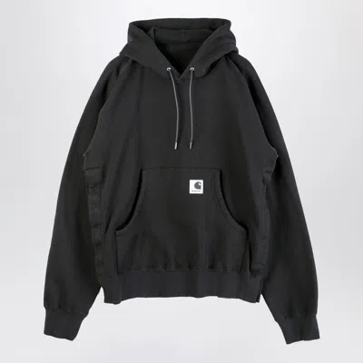 Sacai X Carhartt Wip Black Cotton Hoodie In Black