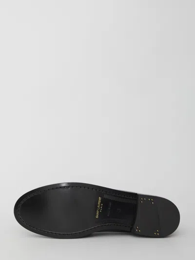 Saint Laurent Anthony Embellished Leather Penny Loafers In Black