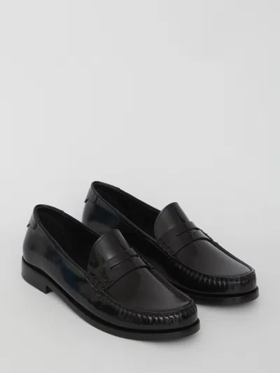 Saint Laurent Anthony Embellished Leather Penny Loafers In Black