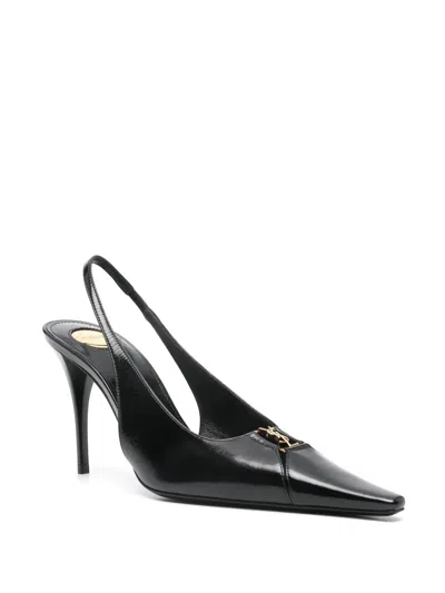 Saint Laurent Babylone Breteuil Leather Slingback Pumps In Black