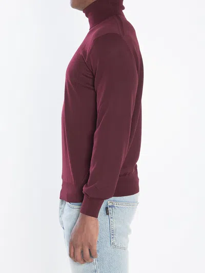 Saint Laurent Aubergine Wool Sweater In Burgundy