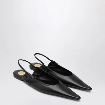 Saint Laurent Black Annemarie Backless Ballerinas In Black