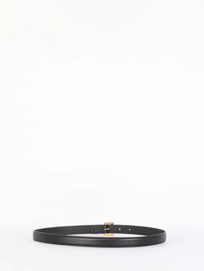 Saint Laurent Cassandre Thin Calfskin Belt Logo In Black