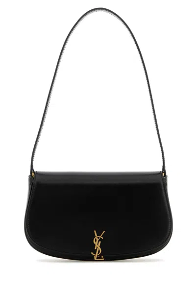 Saint Laurent Rectangular Leather Shoulder Bag Strap In Black