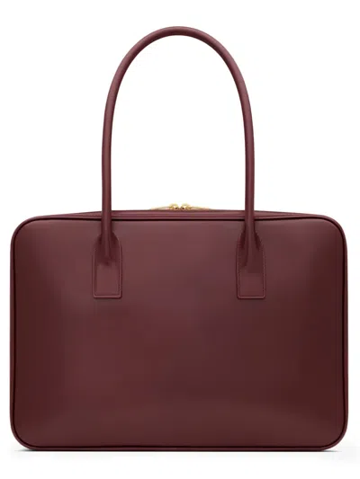 Saint Laurent Grape Leather Sac De Jour Handbag In Brown