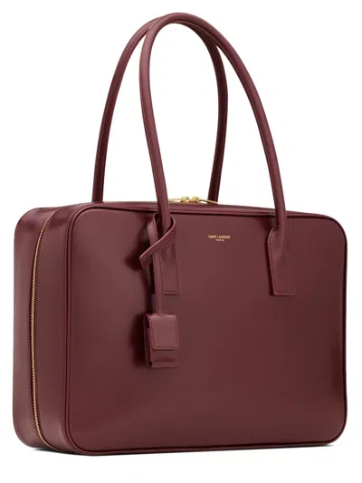 Saint Laurent Grape Leather Sac De Jour Handbag In Brown