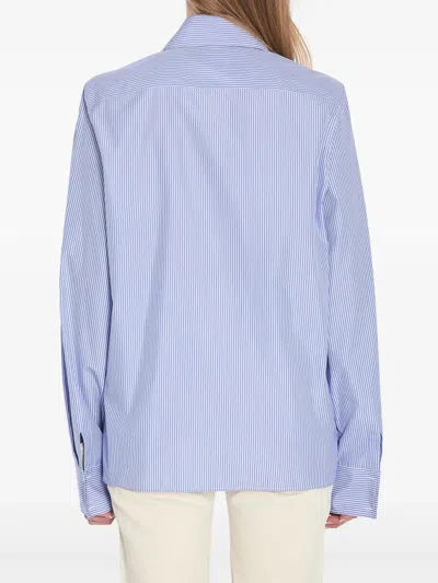 Saint Laurent Cassandre Blue Cotton Shirt In Blue