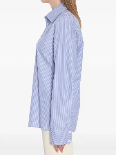 Saint Laurent Cassandre Blue Cotton Shirt In Blue