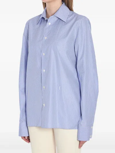 Saint Laurent Cassandre Blue Cotton Shirt In Blue