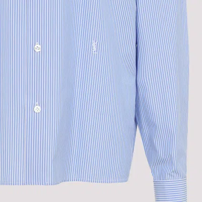 Saint Laurent Cassandre Blue Cotton Shirt In Blue