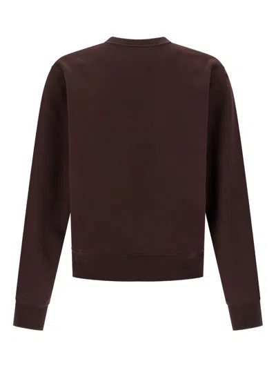 Saint Laurent Cassandre Embroidered Sweatshirt In Brown
