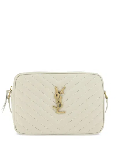 Saint Laurent Lou Medium Quilted Leather Shoulder Bag In Cream