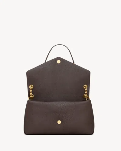 Saint Laurent Dark Brown Leather Big Calypso Shoulder Bag In Brown