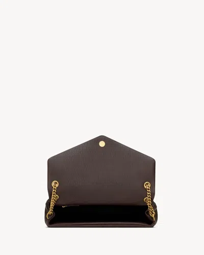 Saint Laurent Dark Brown Leather Big Calypso Shoulder Bag In Brown