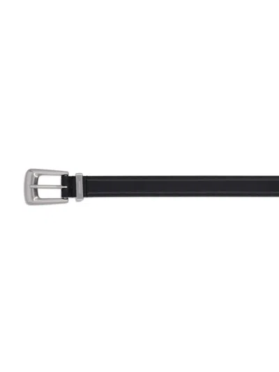 Saint Laurent Folk Smooth Leather Belt In Brown
