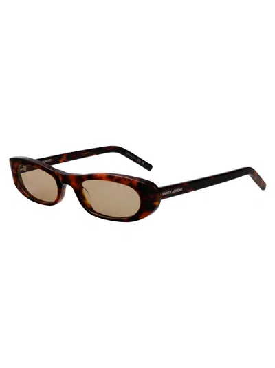 Saint Laurent Havana-havana-brown Recycled Acetate Sunglasses In Brown