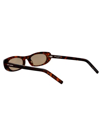 Saint Laurent Havana-havana-brown Recycled Acetate Sunglasses In Brown