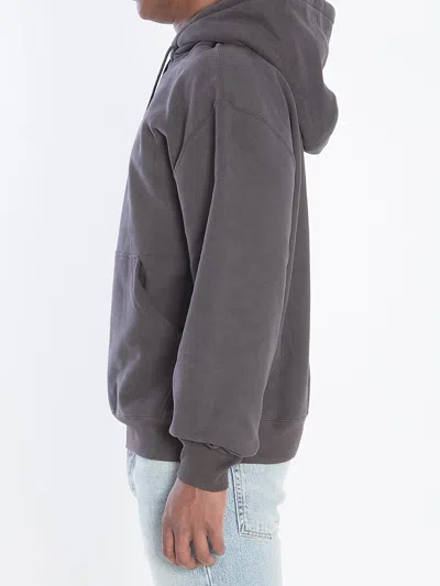 Saint Laurent Hoodie With Embroidered Logo In Gray