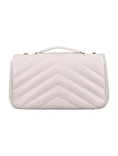 Saint Laurent Ice Leather Medium Loulou Shoulder Bag In White